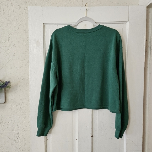 Hello Kitty Sanrio Green Cropped Fleece Sweatshirt Women’s Size XL - Picture 3 of 5